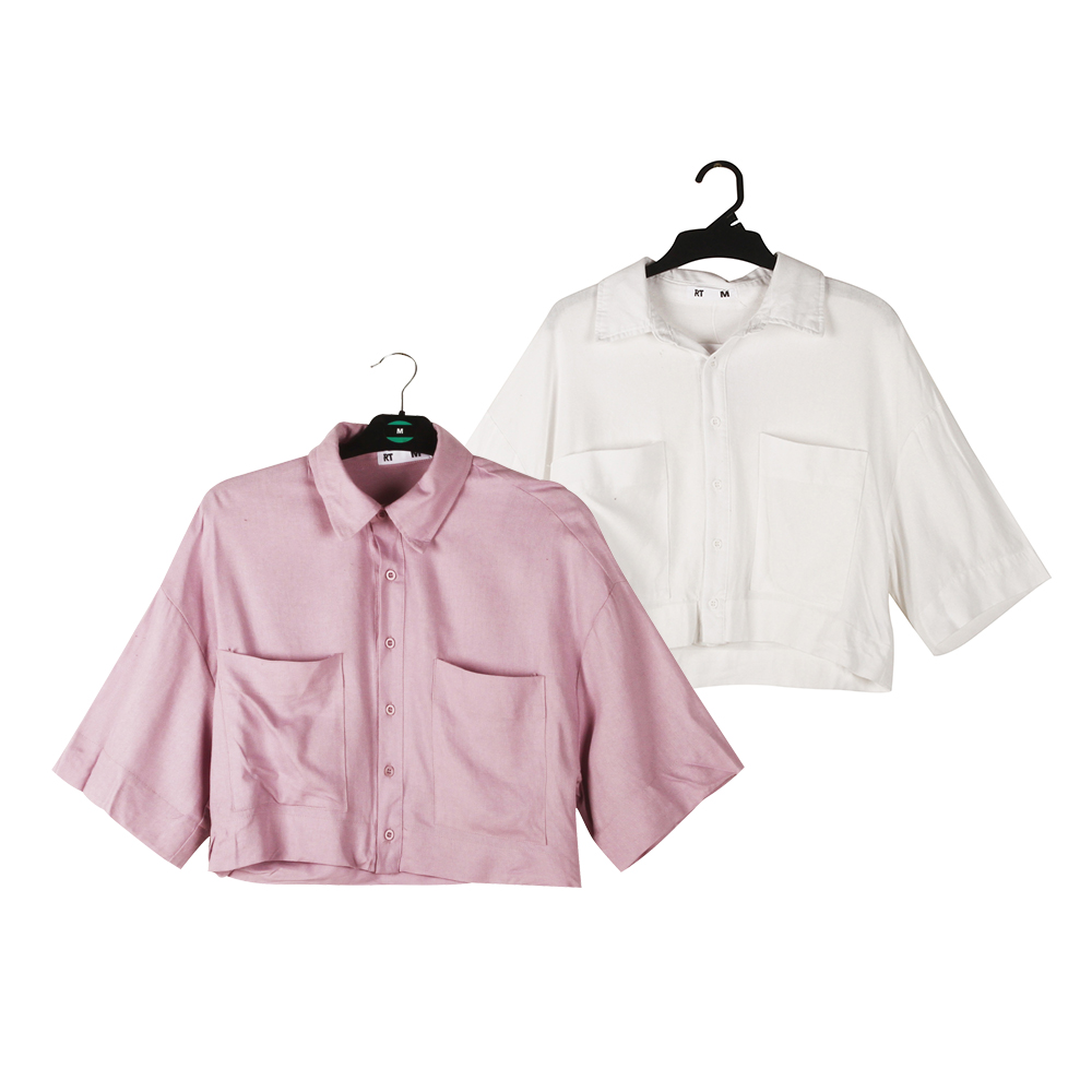 Stockpapa Bulk Clearance RT, женские милые розовые короткие рубашки с карманами 