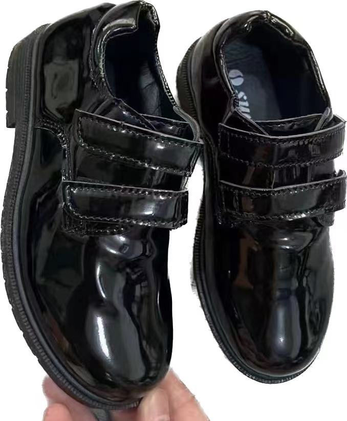 Stockpapa Модная детская черная кожаная обувь Сток одежды